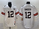 Men's Cleveland Browns #12 Shedeur Sanders White 2025 Draft F.U.S.E. With Jim Brown Memorial & Home Patch Vapor Limited Stitched Jersey,baseball caps,new era cap wholesale,wholesale hats